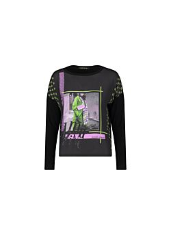 Black Long-sleeved T-shirt with print Gaudì Jeans