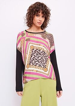 Black T-shirt with patterned print Gaudì Jeans