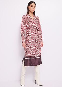 Pale Blush-brown Printed twill shirt dress Gaudì Fashion