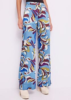 Ashley Blue-brown Floral-print trousers Gaudì Fashion