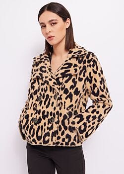 Sand-black Animal-print coat Gaudì Fashion