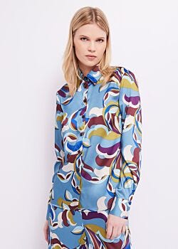 Ashley Blue-brown Shirt with floral print Gaudì Fashion