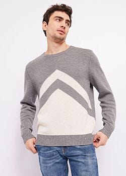 Grey Mel/milk Pull à col rond Gaudì Homme