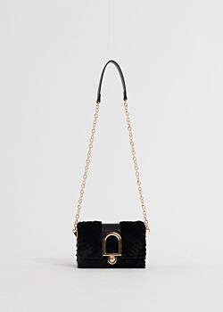 Black Faux-fur mini crossbody bag Gaudì Fashion