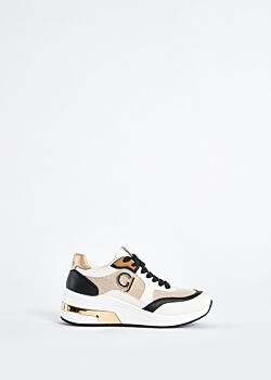 White/black Faux-leather running trainers with logo Gaudì Fashion
