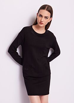 Black Abito nero in maglia con strass Gaudì Jeans