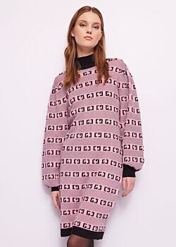 Pink dress with jacquard logo Gaudì Jeans