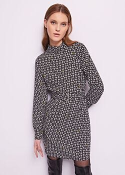 Hearts Black-white Mini dress with heart print Gaudì Jeans