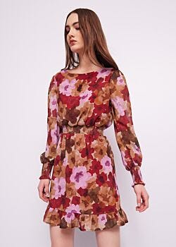 Rhubarb Flower Print Abito in georgette floreale Gaudì Jeans