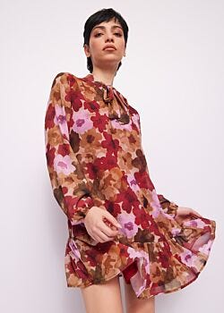 Rhubarb Flower Print Abito in georgette floreale Gaudì Jeans