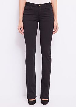 Black Bootcut cottonblend trousers Gaudì Jeans
