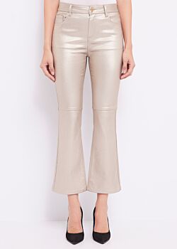 Foil Gold Pantaloni flare laminati Gaudì Jeans