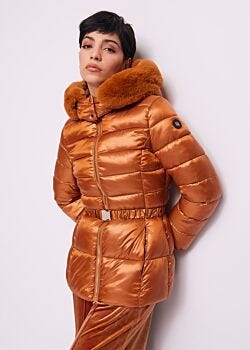 Caramel Cafe Doudoune marron en nylon Gaudì Jeans
