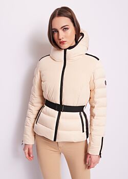 Macadamia Cropped nylon down jacket. Gaudì Jeans