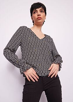 Hearts Black-white Blouse with heart print Gaudì Jeans