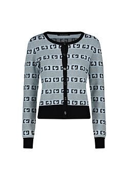 Light blue cardigan with jacquard logo Gaudì Jeans