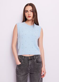 Cool Blue Chaleco azul con pedrería Gaudì Jeans