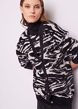 Zebra Black-white Cardigan jacquard animalier Gaudì Jeans