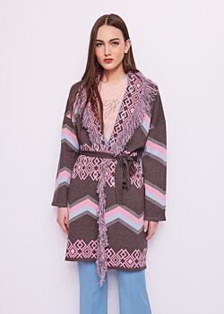 Geometric Antracite Cardigan in maglia jacquard Gaudì Jeans