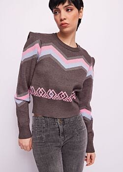 Geometric Antracite Jacquard crew neck jumper Gaudì Jeans