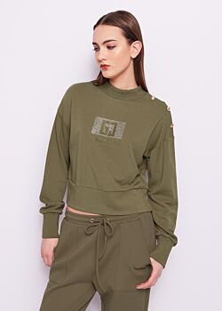 Elmwood Sweat-shirt vert avec boutons Gaudì Jeans