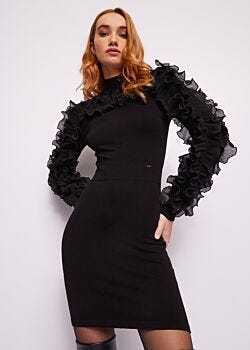 Black Robe noire en maille avec ruchés Gaudì Fashion