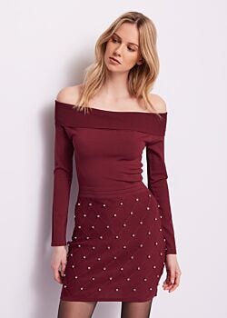 Cordovan Mini abito bordeaux in maglia Gaudì Fashion
