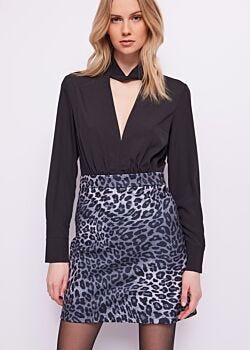 Black+steel Gray-bla Mini abito in georgette con stampa Gaudì Fashion
