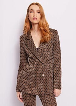 Brown Sugar-steel Gr Lurex doublebreasted jacquard blazer Gaudì Fashion