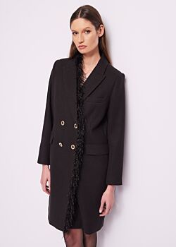 Black Woolblend fringed coat Gaudì Fashion