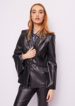 Black Blazer nero in similpelle Gaudì Fashion