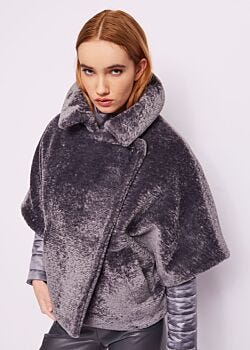 Steel Gray Faux fur jacket Gaudì Fashion