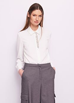 Egret Chemise blanche en crêpe de Chine Gaudì Fashion