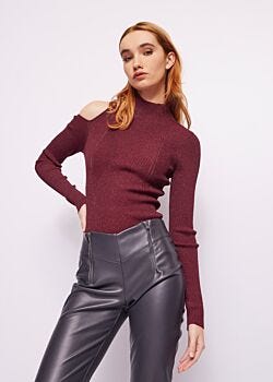Cordovan+lurex Maglia bordeaux a costine Gaudì Fashion