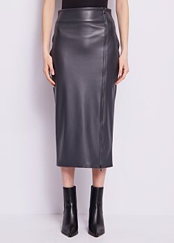 Steel Gray Falda tubo de piel sintética Gaudì Fashion