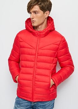 Flame Scarlet Plumífero rojo de nailon acolchado con pespunte Gaudì Uomo