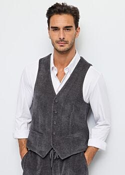 Blackened Pearl Gilet gris en velours Gaudì Homme