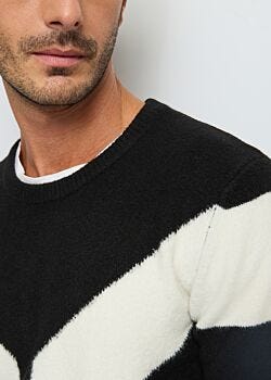 Black+white Onyx Pull à col rond en laine mélangée Gaudì Homme