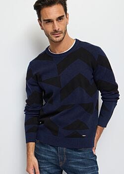 Maglia blu con motivo geometrico Gaudì Uomo