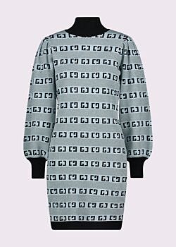 Light blue dress with jacquard logo Gaudì Jeans
