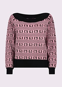 Pink jumper with jacquard logo Gaudì Jeans