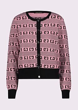 Pink cardigan with jacquard logo Gaudì Jeans