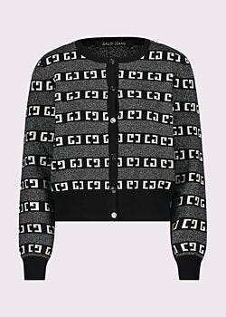 Grey cardigan with jacquard logo Gaudì Jeans