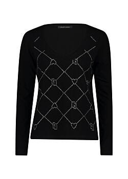 T-shirt nera in cotone con strass Gaudì Jeans
