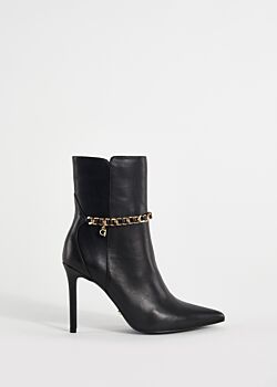 Black Leather ankle boots with chain Gaudì Fashion