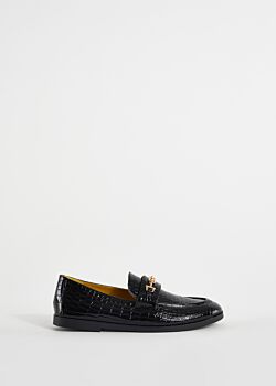 Black Loafers with crocodile print Gaudì Fashion