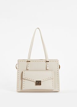 White shopper bag with studs Gaudì Fashion