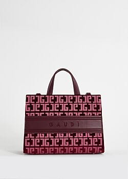 Burgundy shopper bag with logo Gaudì Fashion