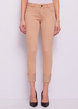 Latte' Pantaloni da donna skinny con risvolto Gaudì Jeans
