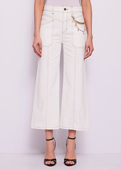 Bianco Jeans da donna bianco con catena Gaudì Jeans